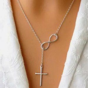 Multilayer Clavicle Infinity Cross chain Necklace